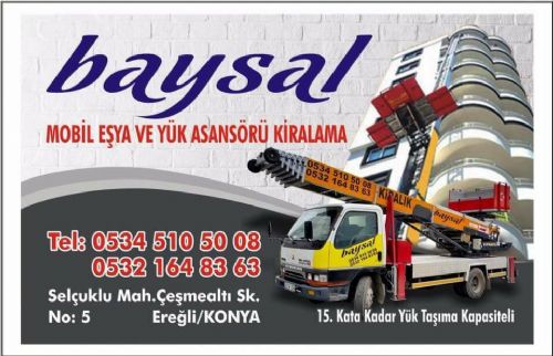 Baysal Mobil Eşya ve Yük Asansörü Kiralama - Baysal Mobil Eşya ve Yük Asansörü Kiralama