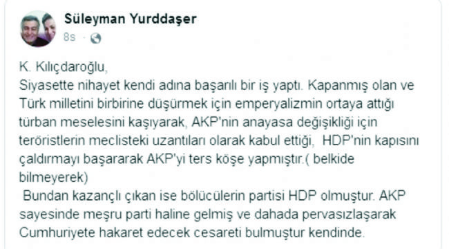 Süleyman Yurddaşer: Kılıçdaroğlu AKP’yi Ters Köşe Yaptı