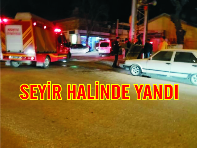 EREĞLİDE SEYİR HALİNDEKİ ARAÇ YANDI